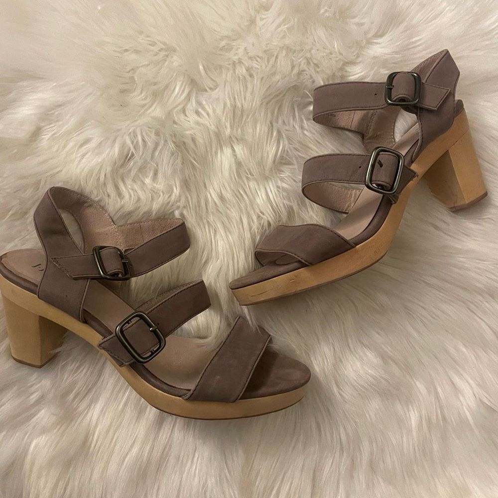 J. Jill Wooden Leather Platform Clogs Style Heels Size 10